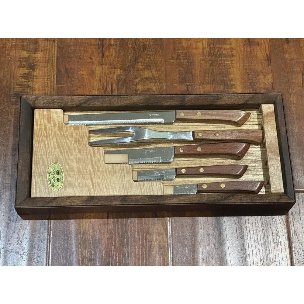 Crown Awards Hand Forged Japan Stainless Steel 5-Piece Carving Knife Fork Set